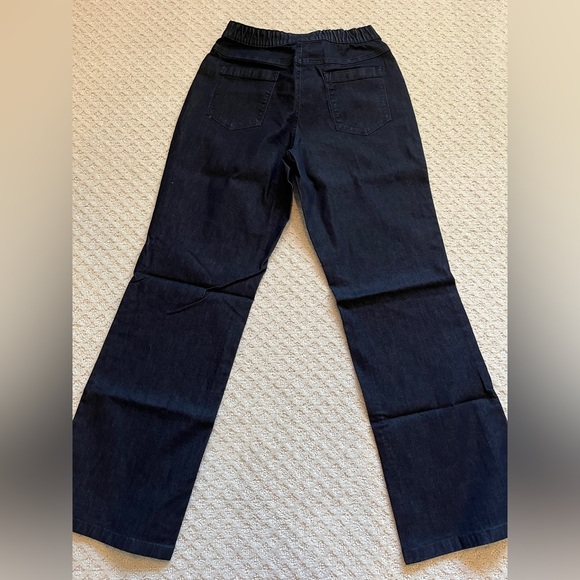LL Bean Rinsed Easy Stretch Pull On Pants Dark Blue Denim Size 12 M/T NWT - Picture 5 of 8